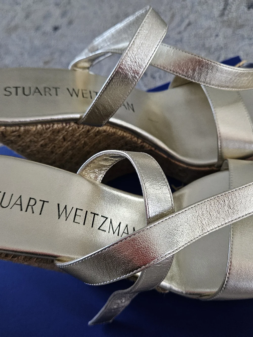 Stuart Weitzman GOLD Metallic Wedge Sandals